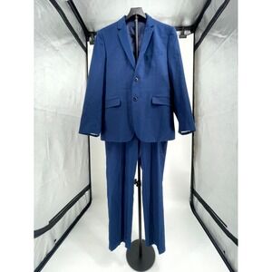 Alain Dupetit 2-Piece Suit Set Mens 40R/34W Royal Blue Tetron Slim Notch Lapel